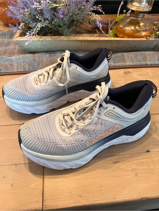Hoka One One Shoes - Hoka One One Bondi 7 running shoes lunar rock gray colorway 6.5